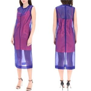 SportMax | NWT Abito Giglio Sovrapposto Midi dress in Blue and Red - Size US 8